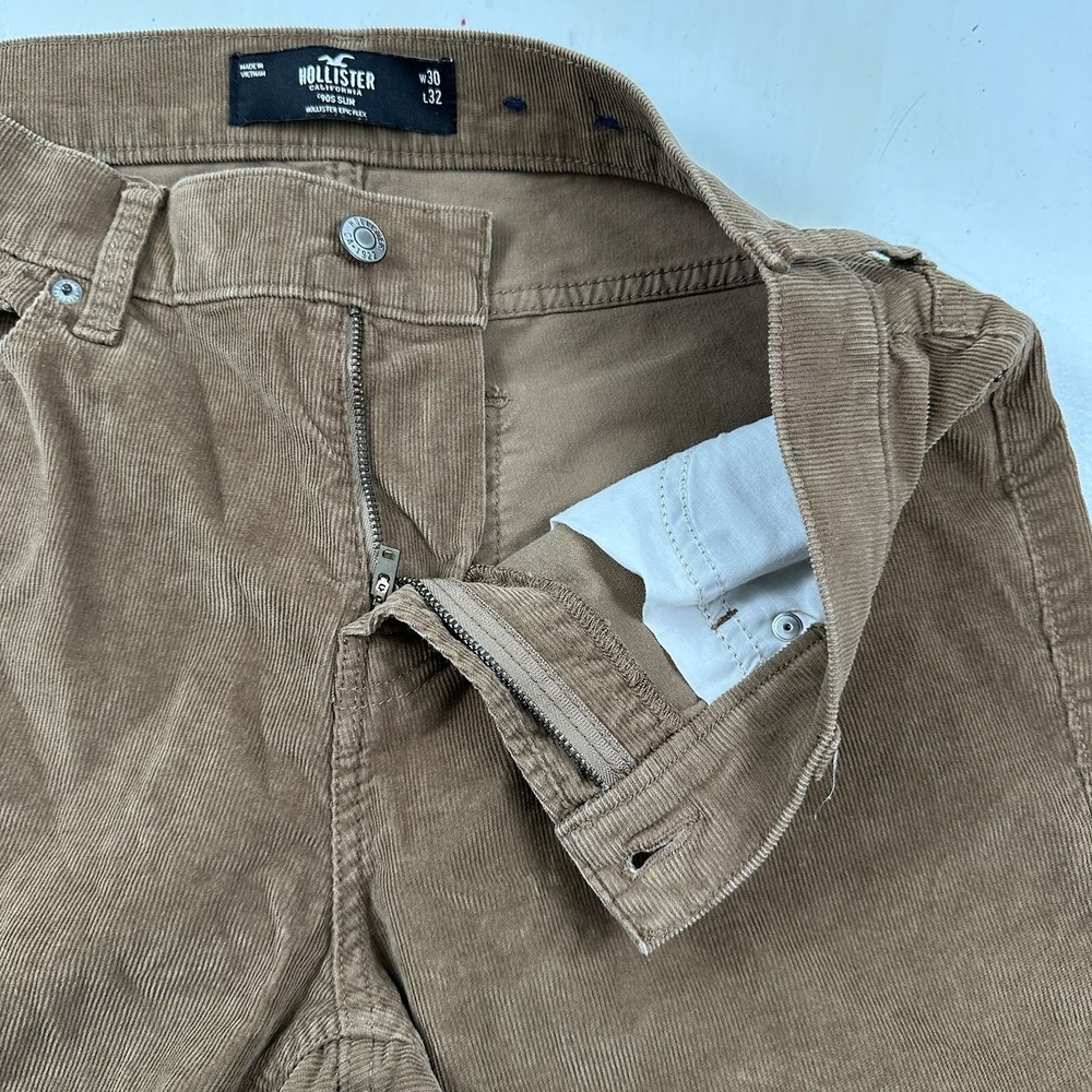 Hollister Mens '90s Slim Fit Brown Corduroy Pants Actual 30x31 Epic Flex Stretch - Picture 6 of 12